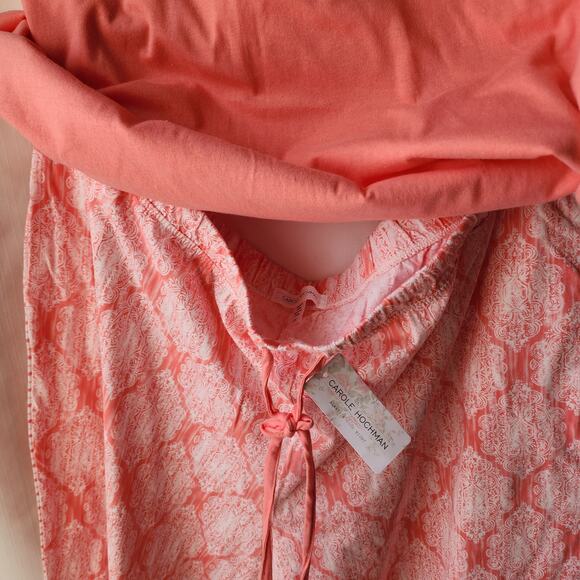 NWT Carole Hochman 2-Piece Pajama Set Coral Pink Base Intricate White Women 2X - Picture 12 of 13
